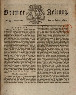 Bremer Zeitung Samstag 22. Februar 1817