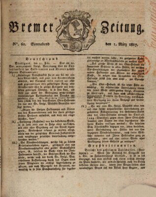 Bremer Zeitung Samstag 1. März 1817