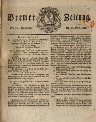 Bremer Zeitung Donnerstag 13. März 1817