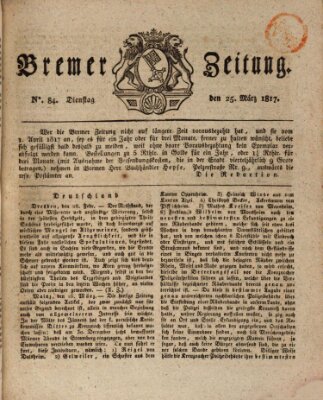 Bremer Zeitung Dienstag 25. März 1817