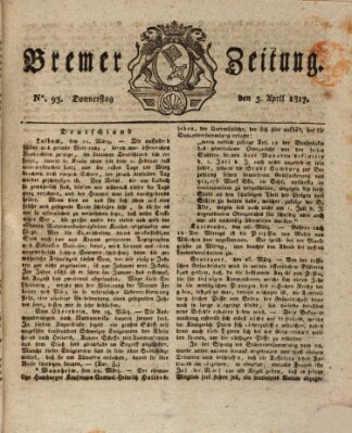 Bremer Zeitung Donnerstag 3. April 1817