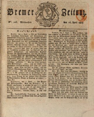 Bremer Zeitung Mittwoch 16. April 1817