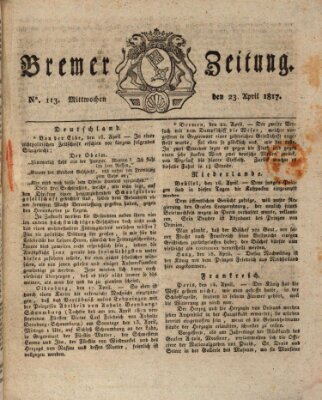 Bremer Zeitung Mittwoch 23. April 1817