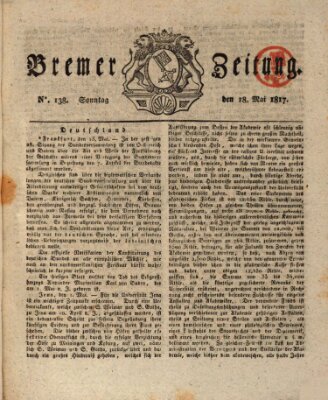 Bremer Zeitung Sonntag 18. Mai 1817