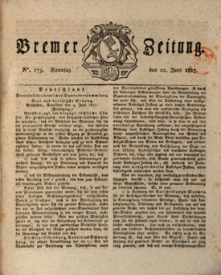 Bremer Zeitung Sonntag 22. Juni 1817