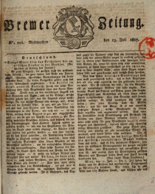 Bremer Zeitung Mittwoch 23. Juli 1817