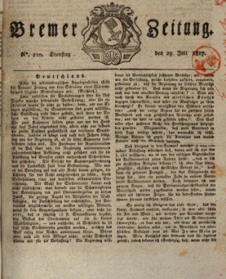 Bremer Zeitung Dienstag 29. Juli 1817