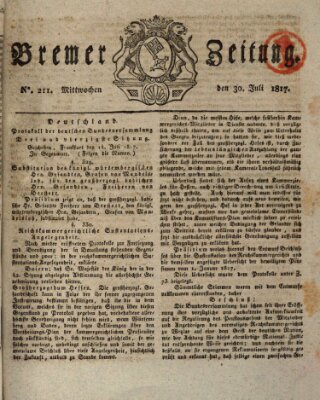 Bremer Zeitung Mittwoch 30. Juli 1817