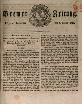 Bremer Zeitung Donnerstag 7. August 1817