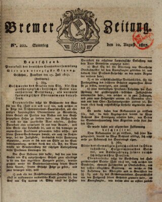 Bremer Zeitung Sonntag 10. August 1817