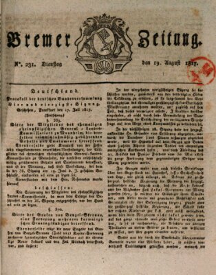 Bremer Zeitung Dienstag 19. August 1817