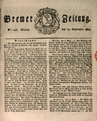 Bremer Zeitung Montag 15. September 1817