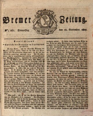 Bremer Zeitung Donnerstag 18. September 1817