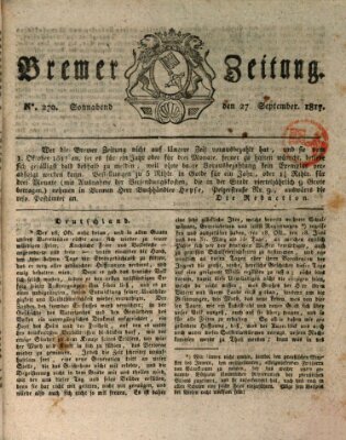 Bremer Zeitung Samstag 27. September 1817