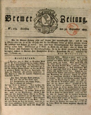 Bremer Zeitung Dienstag 30. September 1817