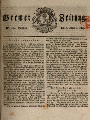 Bremer Zeitung Dienstag 7. Oktober 1817