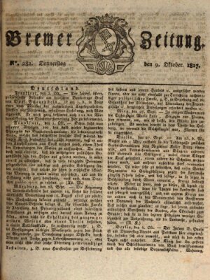 Bremer Zeitung Donnerstag 9. Oktober 1817