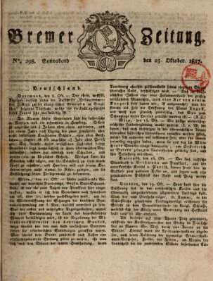 Bremer Zeitung Samstag 25. Oktober 1817