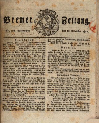 Bremer Zeitung Mittwoch 12. November 1817