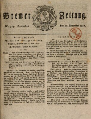 Bremer Zeitung Donnerstag 20. November 1817