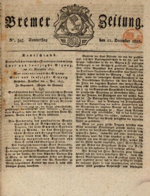 Bremer Zeitung Donnerstag 11. Dezember 1817