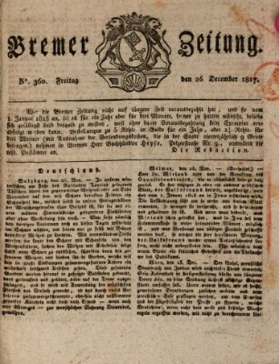 Bremer Zeitung Freitag 26. Dezember 1817