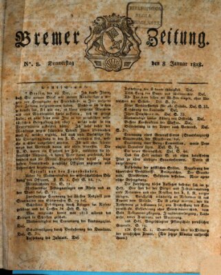 Bremer Zeitung Donnerstag 8. Januar 1818