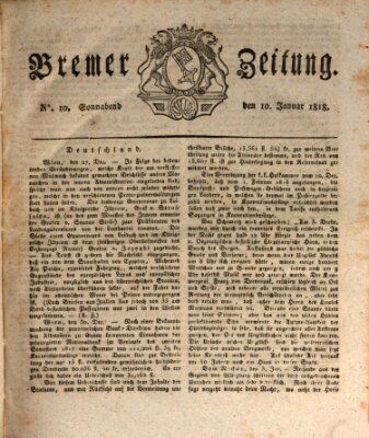 Bremer Zeitung Samstag 10. Januar 1818