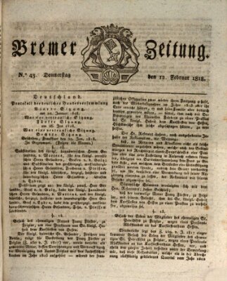 Bremer Zeitung Donnerstag 12. Februar 1818