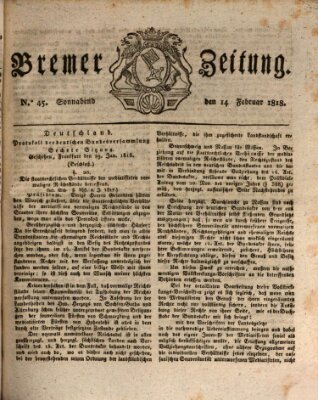 Bremer Zeitung Samstag 14. Februar 1818