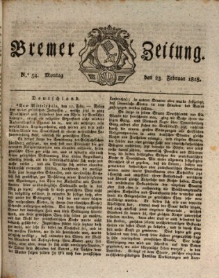 Bremer Zeitung Montag 23. Februar 1818