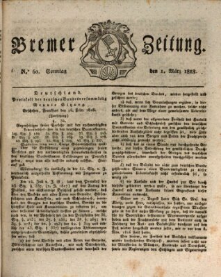 Bremer Zeitung Sonntag 1. März 1818