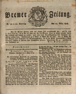 Bremer Zeitung Sonntag 22. März 1818