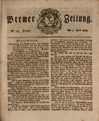 Bremer Zeitung Freitag 3. April 1818