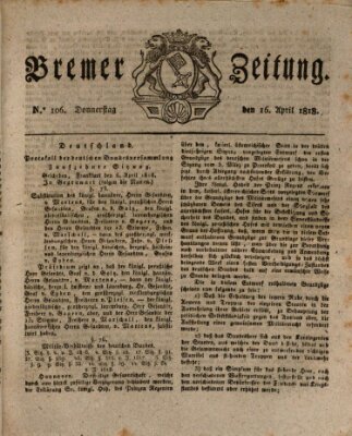 Bremer Zeitung Donnerstag 16. April 1818