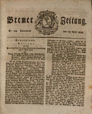 Bremer Zeitung Samstag 18. April 1818