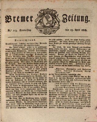 Bremer Zeitung Donnerstag 23. April 1818