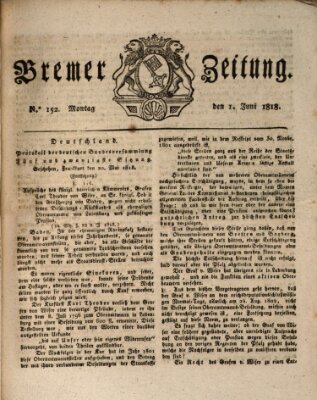 Bremer Zeitung Montag 1. Juni 1818