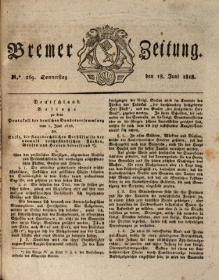 Bremer Zeitung Donnerstag 18. Juni 1818