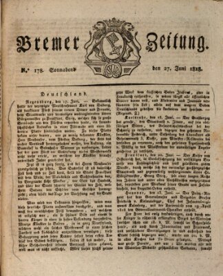 Bremer Zeitung Samstag 27. Juni 1818