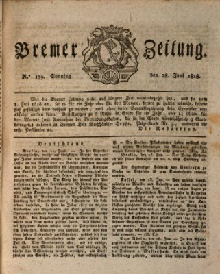 Bremer Zeitung Sonntag 28. Juni 1818