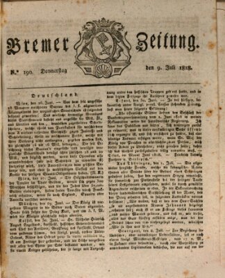 Bremer Zeitung Donnerstag 9. Juli 1818