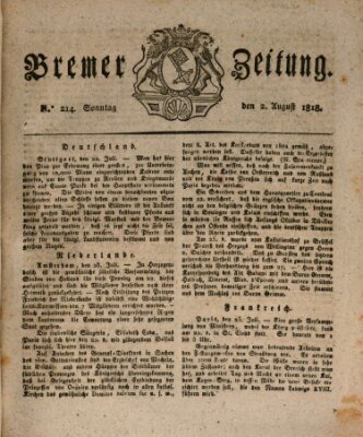 Bremer Zeitung Sonntag 2. August 1818