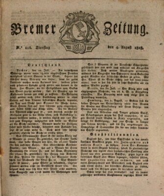 Bremer Zeitung Dienstag 4. August 1818