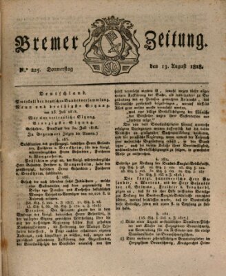 Bremer Zeitung Donnerstag 13. August 1818