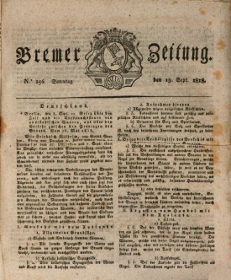 Bremer Zeitung Sonntag 13. September 1818