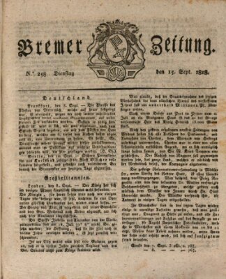 Bremer Zeitung Dienstag 15. September 1818