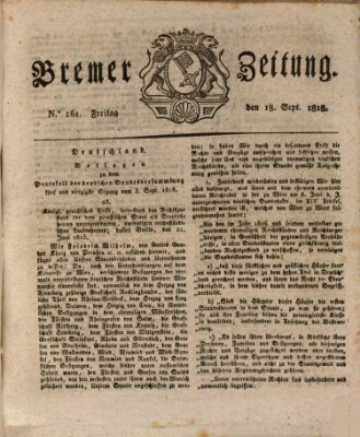 Bremer Zeitung Freitag 18. September 1818