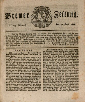 Bremer Zeitung Mittwoch 30. September 1818