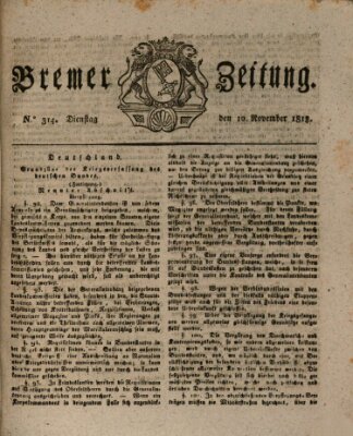 Bremer Zeitung Dienstag 10. November 1818